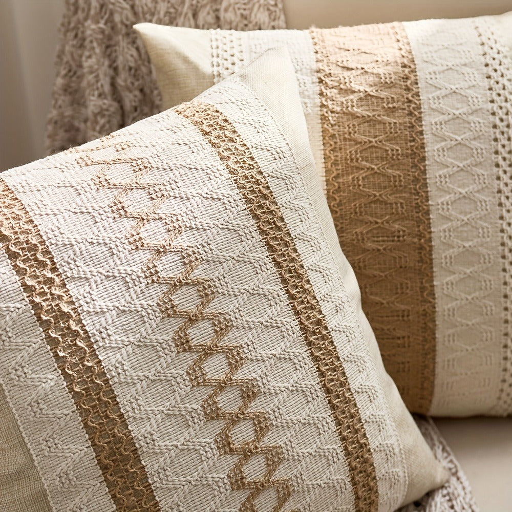 Throw Pillow Covers 2 Pack Boho Geometric Brown Beige 18x18 – Bohemian Decorative Pillow Cases with Zipper Closure – Soft Polyester Cushion Covers for Sofa Couch Bedroom Living Roo - product image 8