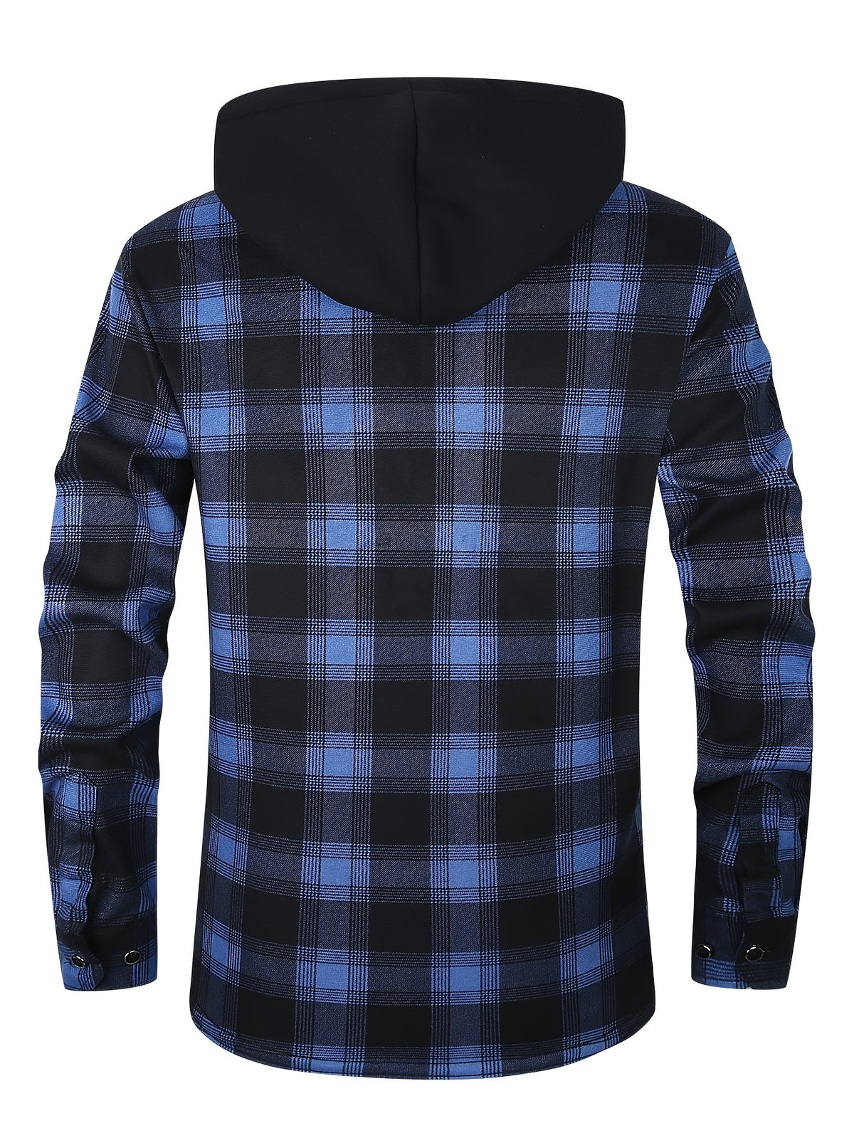 Men's Heavy-Duty Flannel Jacket - Thermal Insulated Hooded Coat with Front Pockets, Blue Black Plaid Work Jacket for Logging, Winter Outdoor Jobs, Construction - product image 13