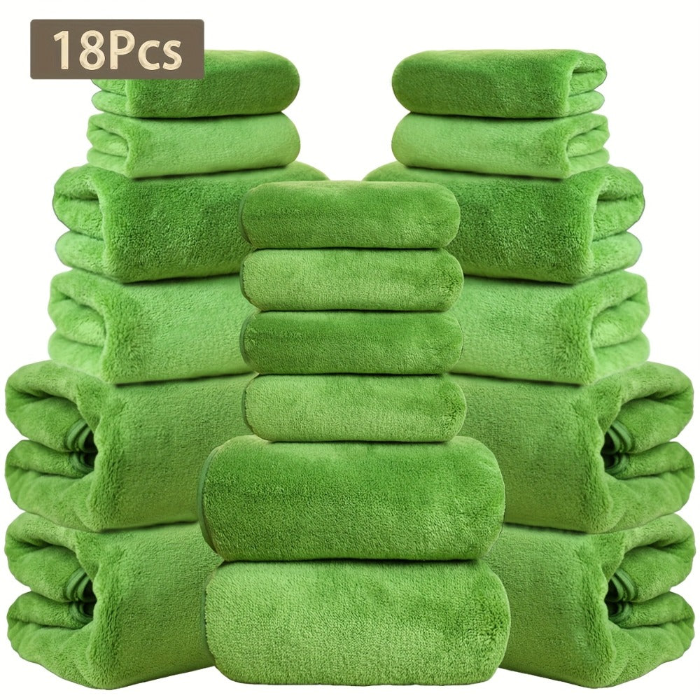 Coral Velvet Bath Towel Set 18pcs – 4 Bath Towels 4 Hand Towels 10 Washcloths Hotel Quality Soft Absorbent - product image 17