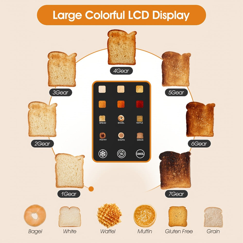 2 Slice Toaster with Touch Screen – 1.5" Wide Slot for Bread, Bagels & English Muffins, 6 Bread Types, 5 Toast Shade Settings, Cancel & Defrost Functions - product image 5