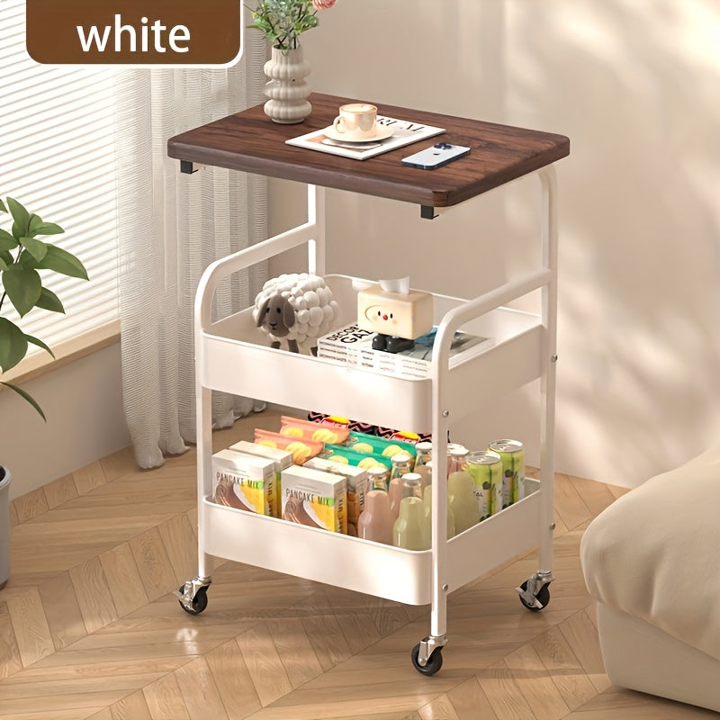 Three-layer Rolling Cart, Multi-functional Metal Storage Rack, Snack Rack, Durable Steel Frame, Portable Wheels, Suitable for Home or Office Use, Office - product image 8