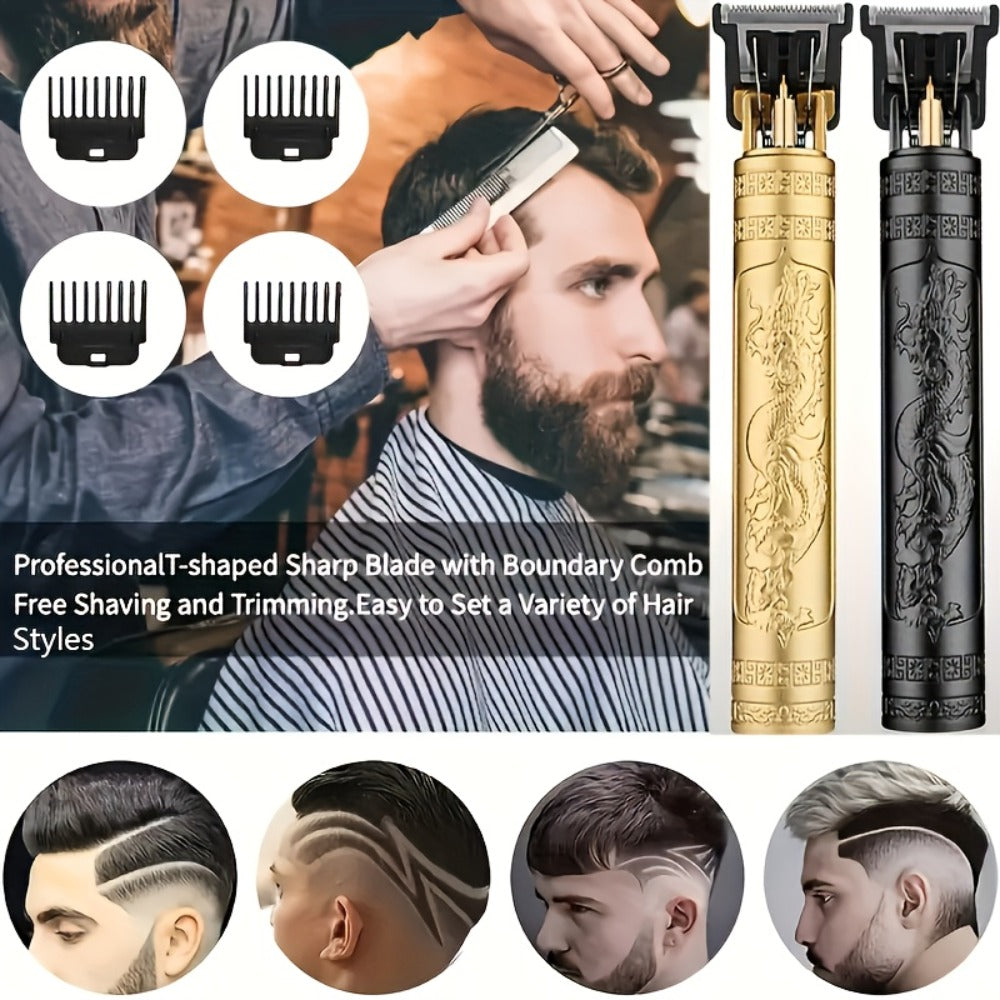 Beard Trimmer for Men USB Rechargeable Zero Contour Precision Edger Lithium Battery — Hair Clipper with Limit Comb ABS Body for Beard Facial Hair Body Grooming, Gold Black Bronze H - product image 12