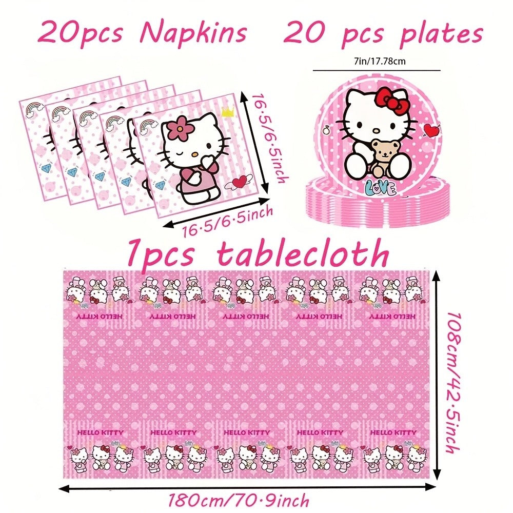 Hello Kitty Party Supplies Set 41pcs Pink Disposable Plates Napkins Tablecloth Birthday Decoration Kit - product image 4