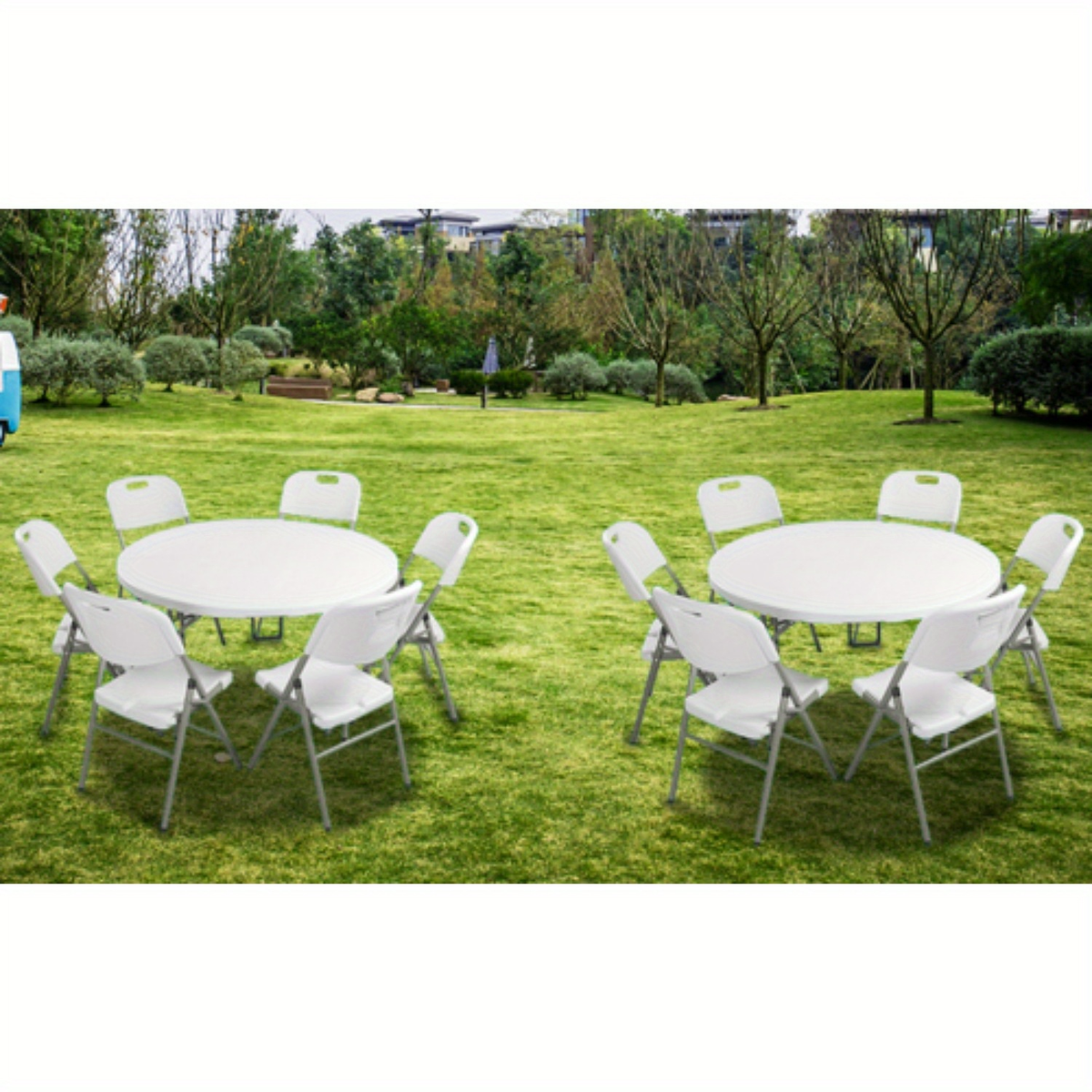 Round Folding Table 48" / 60" Bi-Fold HDPE 1.75" Thick Top Rust-Resistant Steel Frame for Wedding, Party & Commercial Events — 1, 2 or 4 Pack - product image 7