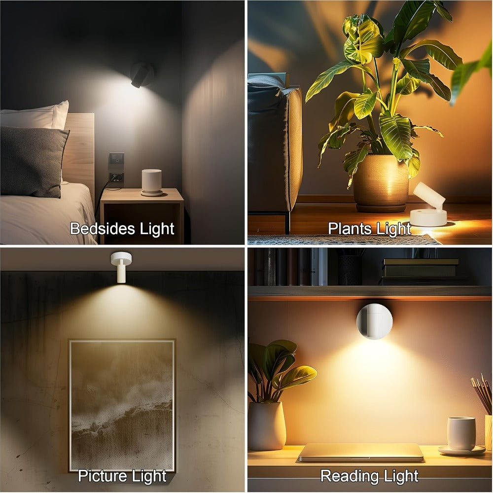 Rechargeable Indoor Spotlight LED – 3-Color Dimmable with Remote & Timer, 350° Adjustable, 2500mAh Battery, Magnetic Base Wall Accent Light for Pictures, Plants & Artwork (White /  - product image 11
