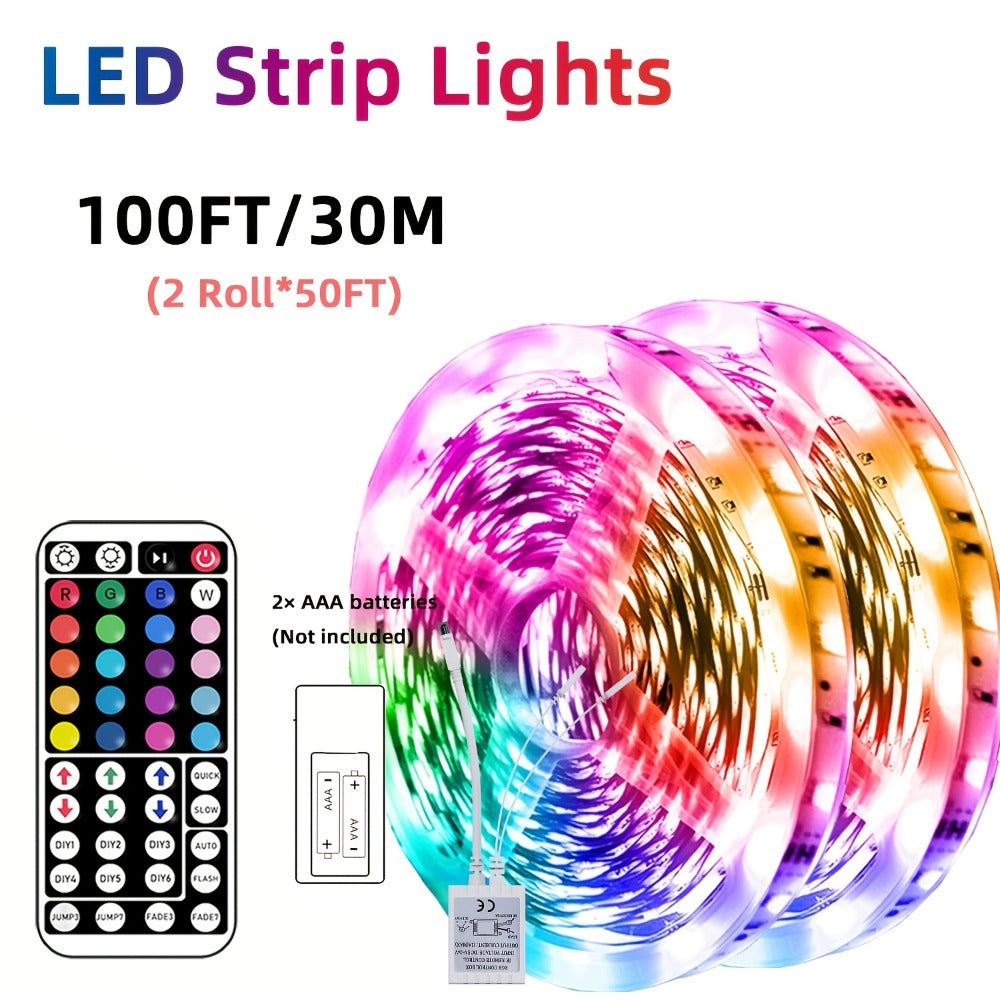 RGB LED Strip Lights 50ft/100ft – Color Changing Tape Light with 44-Key Remote, 20 Colors & 8 Modes, Easy Install, for Bedroom, Living Room, Kitchen, Bar, Wedding & Party Decoratio - product image 5