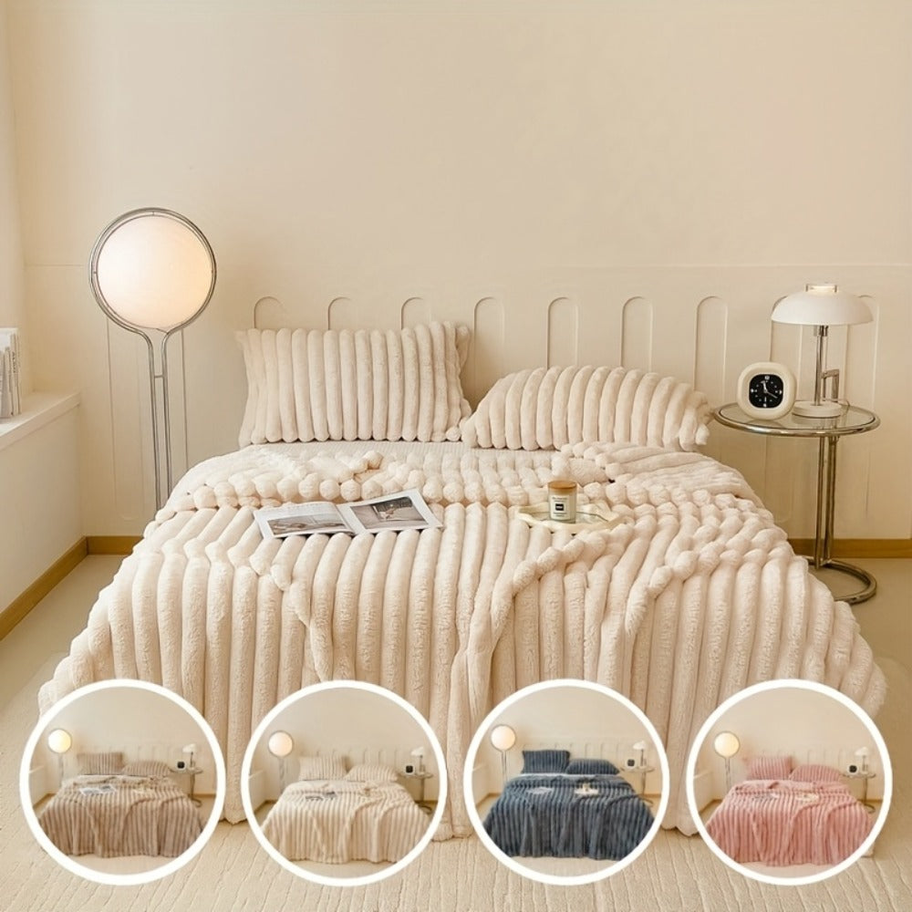 Plush Faux Fur Blanket – Imitation Rabbit Fur 300-350gsm Knit Throw for Sofa, Bed & Travel, All Season, 3 Colors, 2 Sizes - product image 2