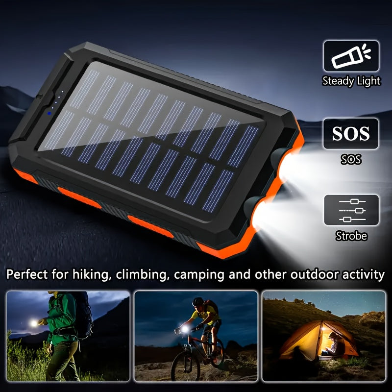 2pcs Solar Charger 20000Mah, 40000Mah, Portable Dual USB Output Solar Charging Panel, Fast Charging External Battery Pack, Built-In LED Flashlight Emergency - product image 2