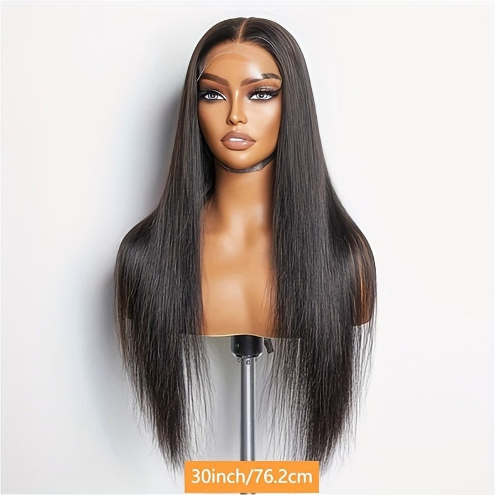 Glueless Straight Human Hair Wig 4x4 Lace Closure Pre-Plucked Natural Hairline Versatile Parting Natural Black 12-28 Inch Women No Glue - product image 6