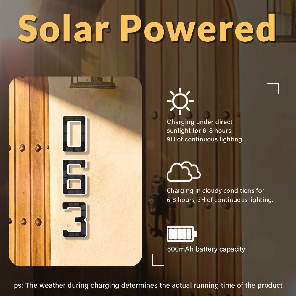 LED Solar House Number Light 6.7 Inch Wall Mounted – Smart Sensor Illuminated Address Number for Home Decor, No Wiring Energy-Saving Solar Powered Outdoor Light - product image 4
