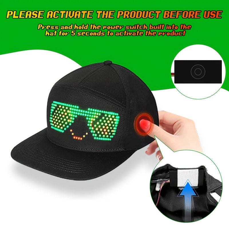 Programmable LED Hat with APP Control | Custom Text, Animation & Graffiti Display, USB Rechargeable, Adjustable Fit for Men & Women, Glowing Light-Up Cap for - product image 16