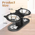 Elevated Cat Bowl Stand with Tilted Stainless Steel Bowls | Adjustable Raised Feeder, Anti-Spill, Black Wood Base for Cats & Small Dogs - product image 11