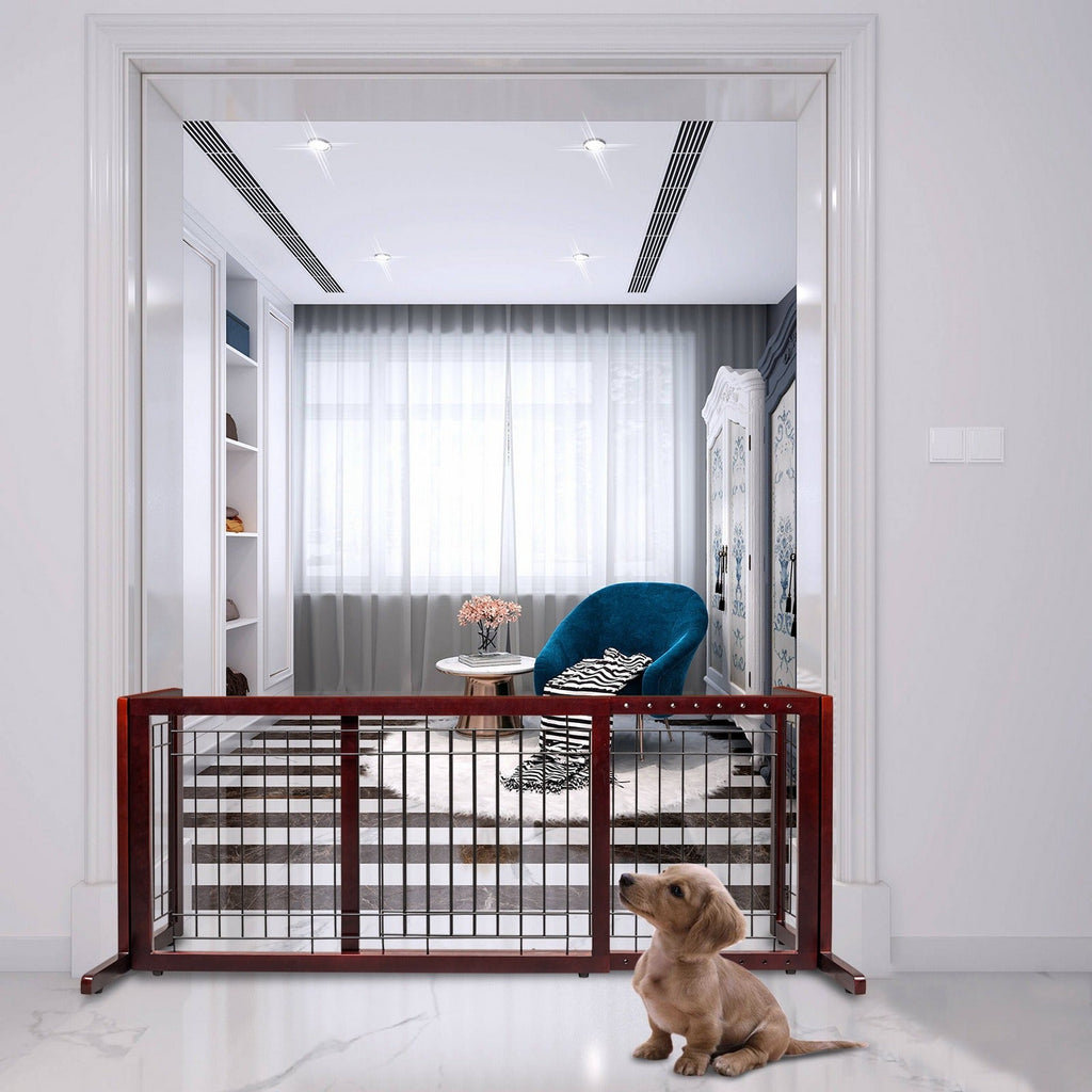 Freestanding Pet Gate for Dogs & Cats | Solid Wood Dog Gate for House, Adjustable 40" to 71" Wide, Indoor Dog Fence for Doorways Stairs Hallways, No-Drill - product image 8