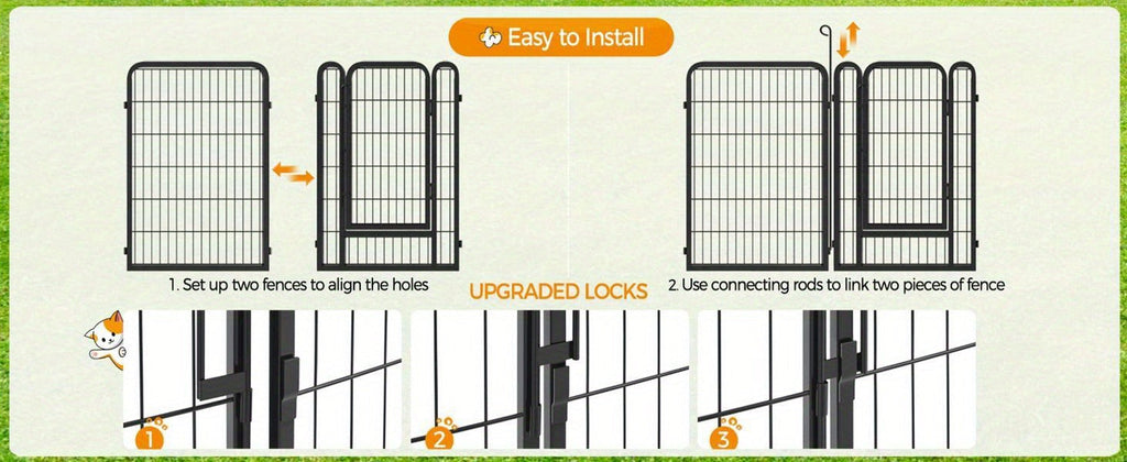8 & 16 Panel Pet Exercise Pen for Large Medium Small Dogs, Carry-along Indoor Outdoor Puppy Pen for Yard Garden Camping RV, 24"/32"/40" Panel Height – Dog - product image 20