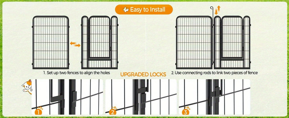 8 & 16 Panel Pet Exercise Pen for Large Medium Small Dogs, Carry-along Indoor Outdoor Puppy Pen for Yard Garden Camping RV, 24"/32"/40" Panel Height – Dog - product image 20