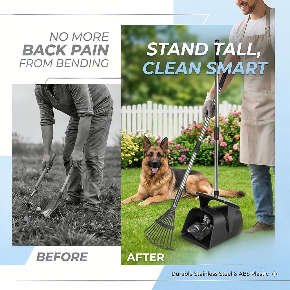Dog Pooper Scooper with Long Handle & Swivel Bin – Heavy Duty Rake Spade Set, 40 Waste Bags Included, Pet Waste Removal for Yard Grass Gravel - product image 5