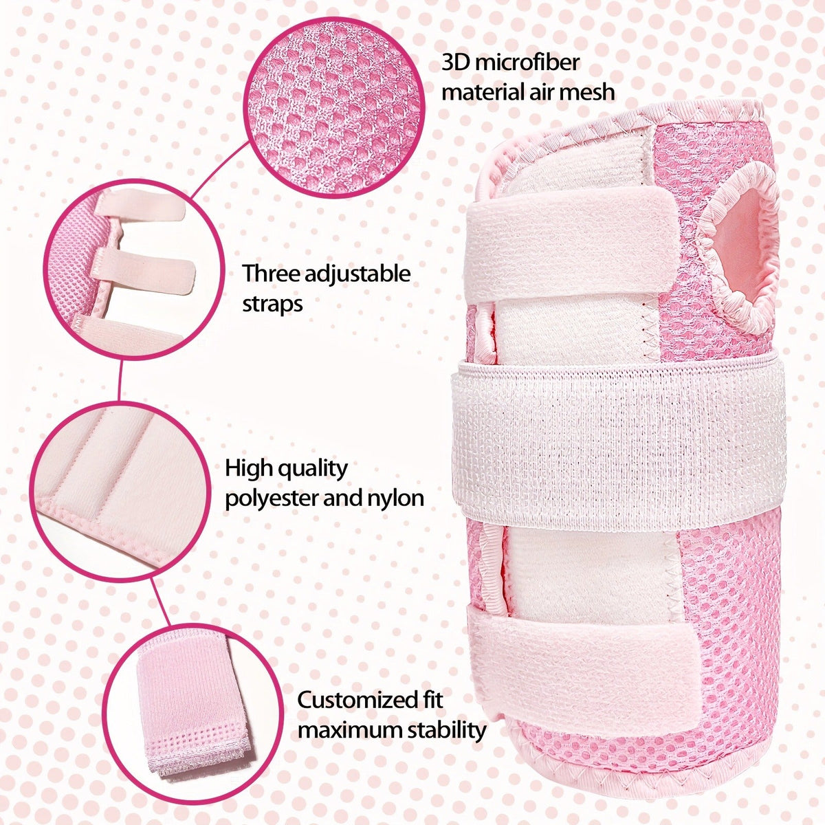 1 Pair Breathable Hook-and-Loop Wrist Guard for Sports, Daily Wear & Injury Recovery, Unisex, Pink / Rose Red / Blue | Wrist Brace with Double Splint Support - product image 11