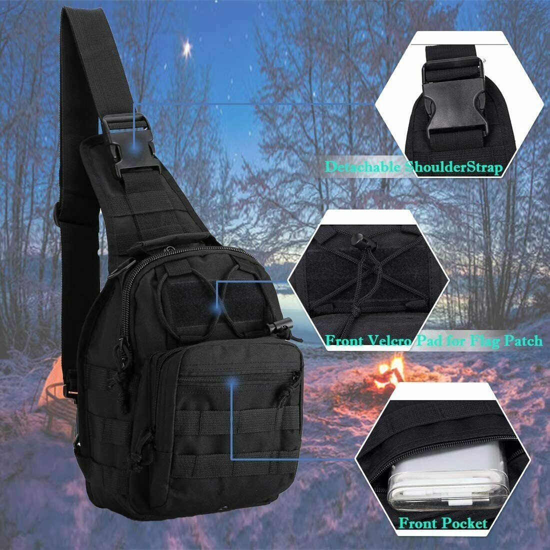 Collapsible Crossbody Chest Bag for Men & Women, Large Capacity, Multi-Functional Shoulder Pack for Hiking, Travel, Fishing & Daily Commute | Tactical Sling Backpack
