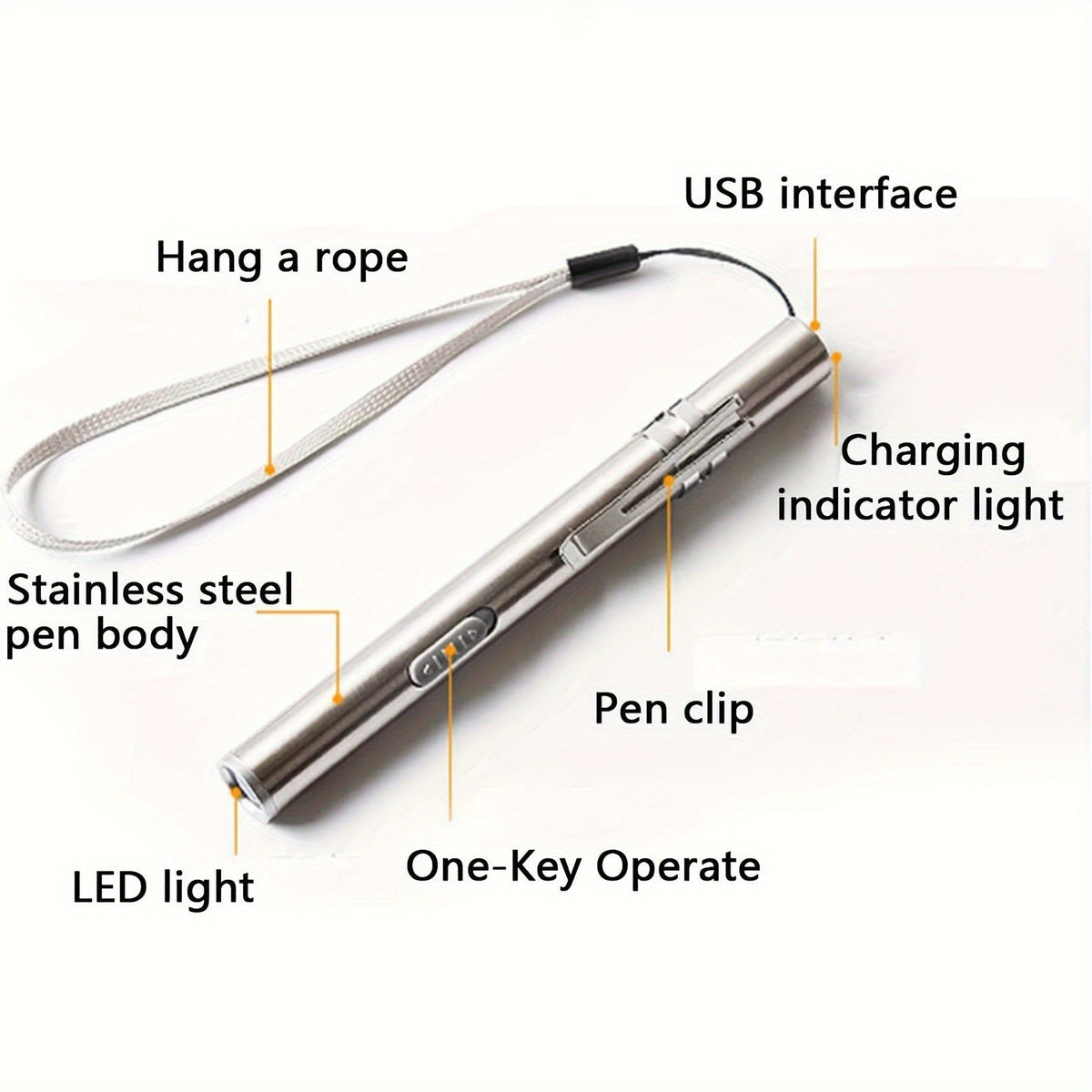 Tactical Pen Light 5 Pack USB Rechargeable 400 Lumen Mini LED Penlight Pocket Flashlight for Nurses Camping Outdoor EDC - product image 13