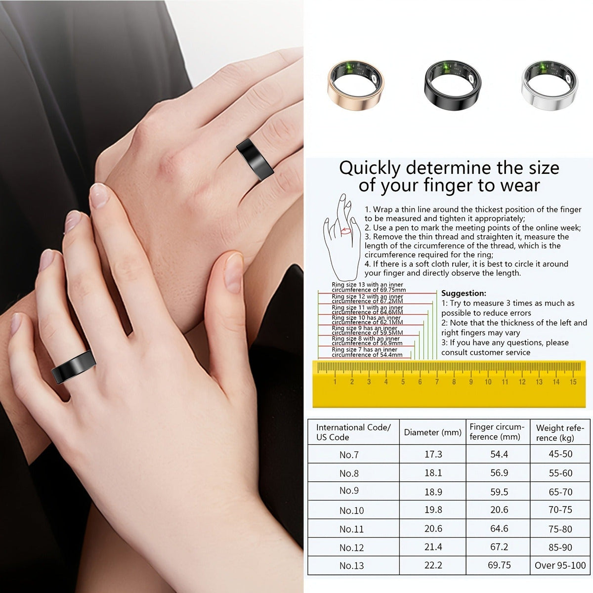 IP68 Waterproof Health Monitor – Smart Ring Fitness Tracker - product image 15