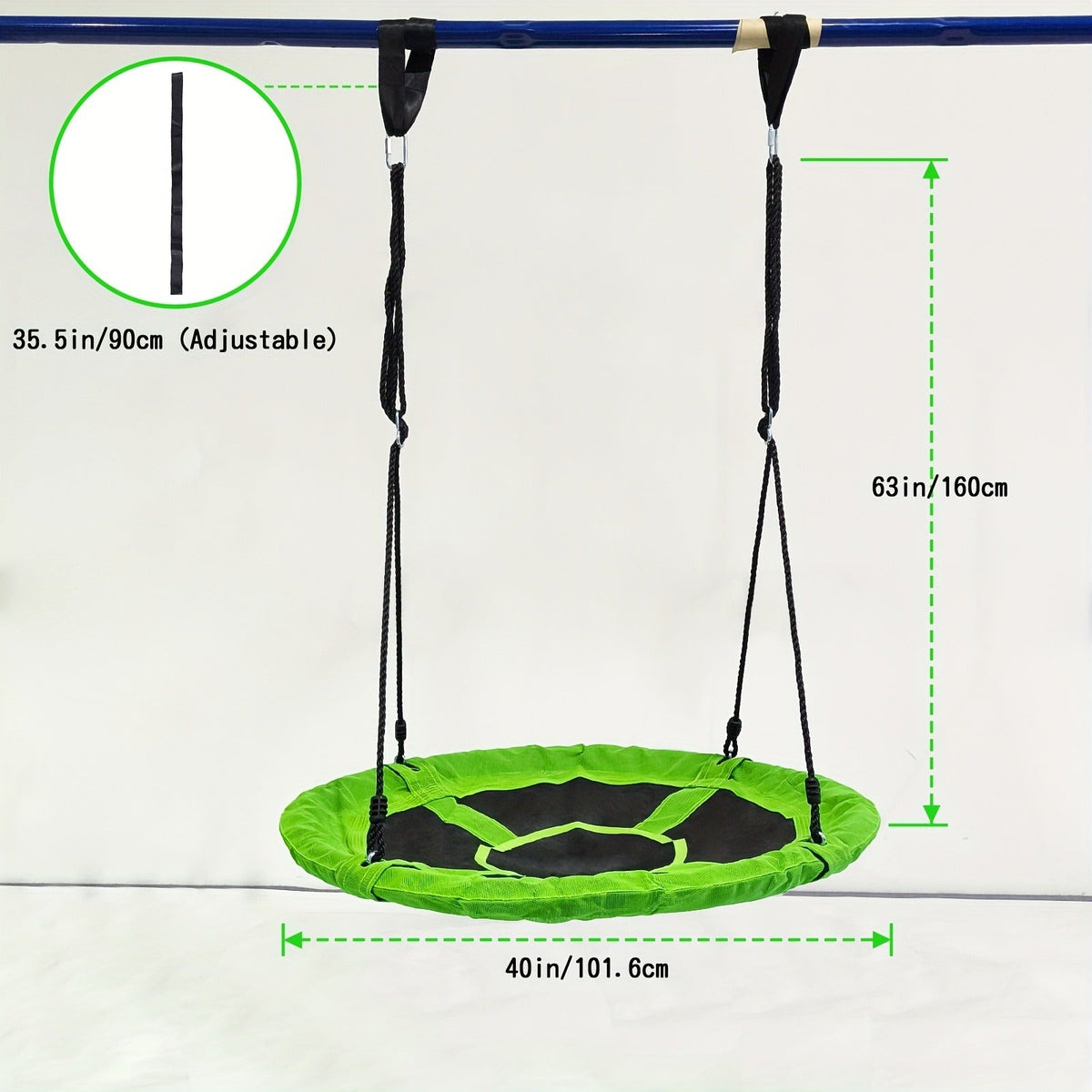 Kids Disc Swing 40 Inch | Anti-Slip Tree Swing with Adjustable Straps Powder Coated Frame Indoor Outdoor Play