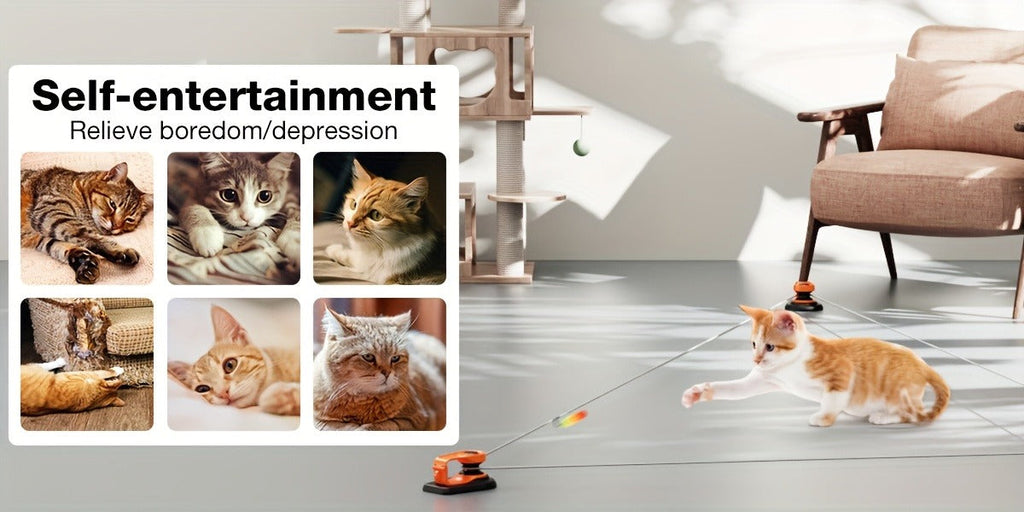 Electric Feather Mouse Lure Coursing Machine with DIY Track, Mouse Sounds, Auto Timer, Boredom Buster for Indoor Cats Kittens, 2 Speed Modes | Interactive Cat - product image 6