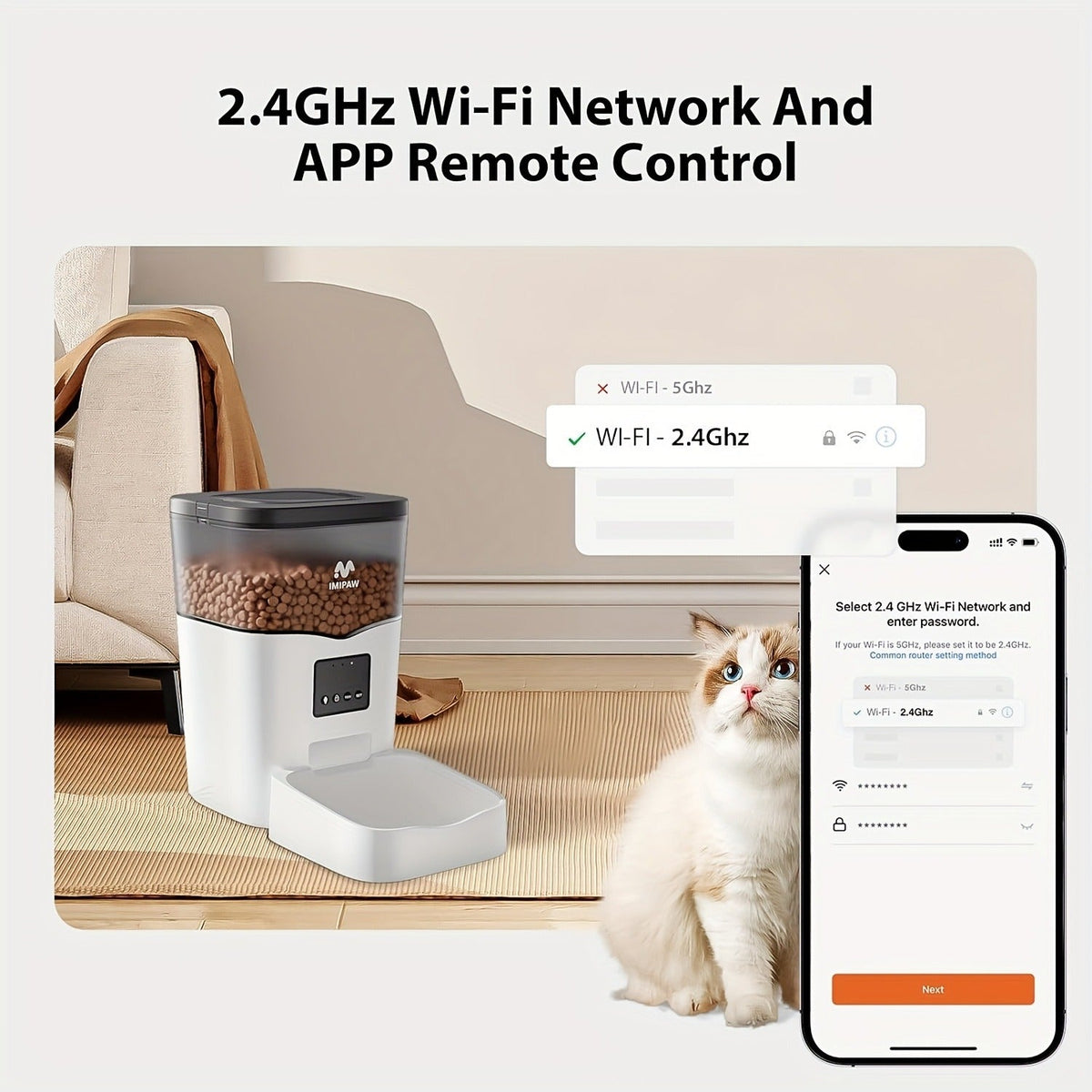 Smart WiFi Automatic Pet Feeder 101oz – App Control, Up to 10 Meals Per Day, HD Camera Option with 2.4G & 5G, Voice Assistant Compatible, USB Powered, Remote - product image 11