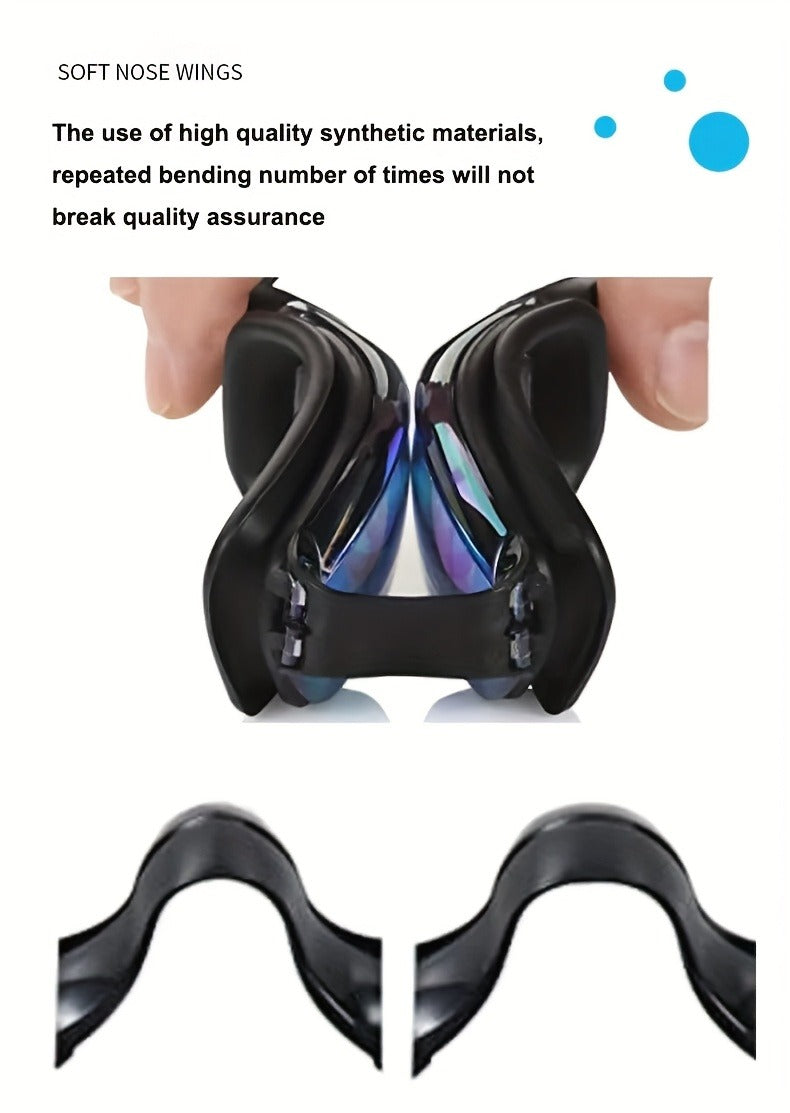 Swimming Goggles 6pcs Set with Cap Nose Clip Earplugs & Storage Bag | UV Protection Anti-Fog Adult Racing Swim Goggles Bundle, Silver-Coated Black Lens - product image 11
