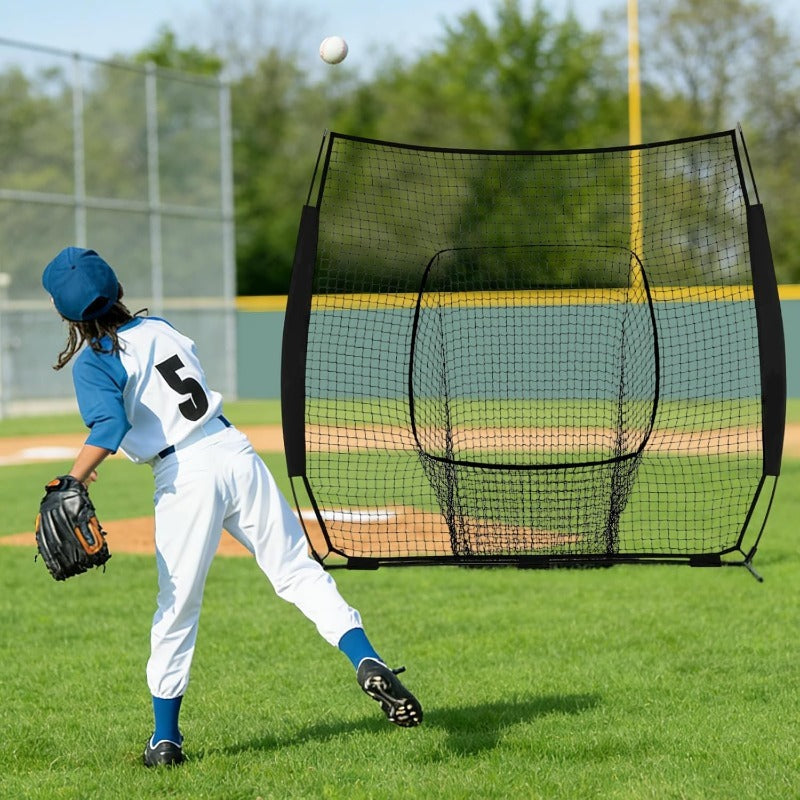 Batting & Pitching Practice for All Skill Levels, Black & Red Options | Baseball Softball Training Net 7x7ft with Arch Frame & Carry Bag - product image 10
