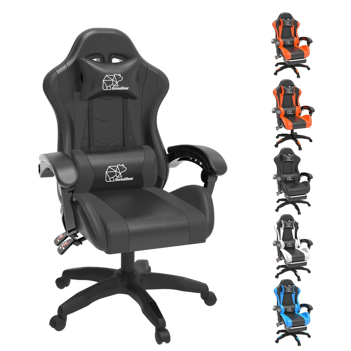 Ergonomic Reclining Computer Chair 360° Swivel Adjustable Height – Gaming Chair with Footrest & Lumbar Support