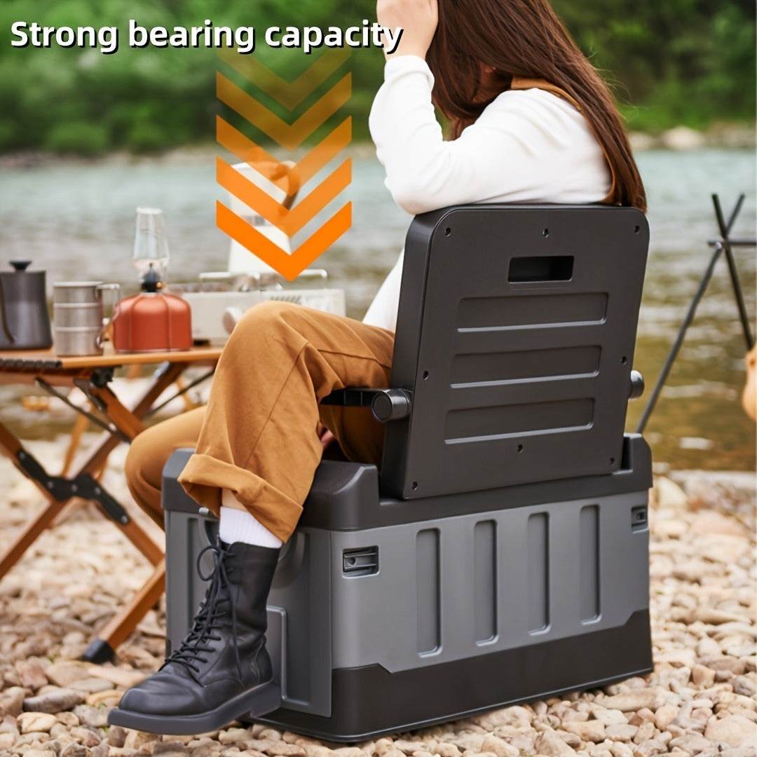 Foldable Outdoor Fishing Seat, Lightweight Ergonomic Design for Hiking, Travel, Car Trips & Outdoor Adventures, Optional Waterproof Bag Included – Portable Camping Stool with Backrest & Storage Compartments