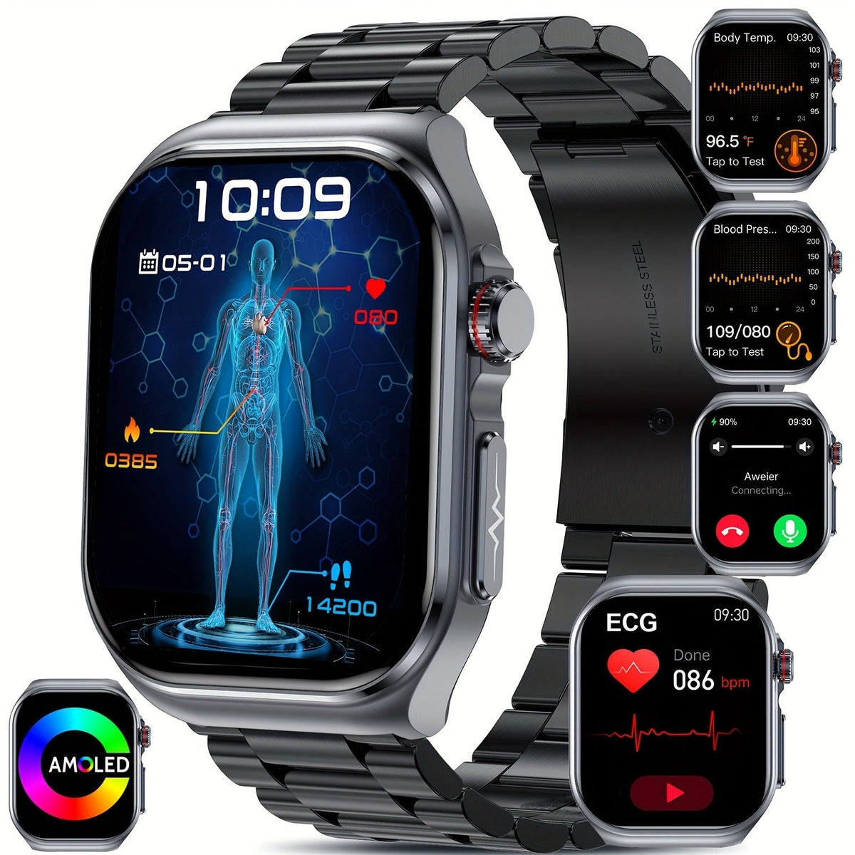 Smartwatch 2.04" Display – Bluetooth 5.3 Calling – 530mAh Battery – NFC – Multi-Sport Modes – Voice Assistant – Menstrual & Weather Forecast – SOS – Magnetic - product image 13