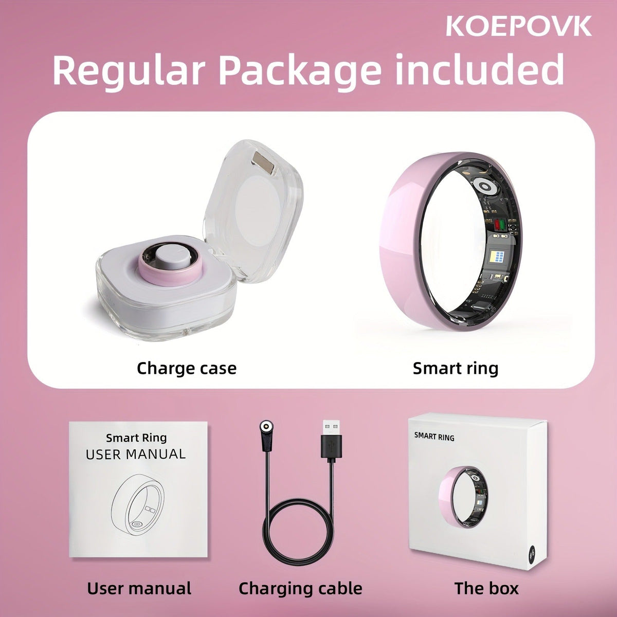 Fitness Tracker Smart Ring | Men & Women Sizes 7 | IP68 Waterproof, Sleep & Step Monitor, Crystal Charging Case, Stainless Steel | 13 - product image 31