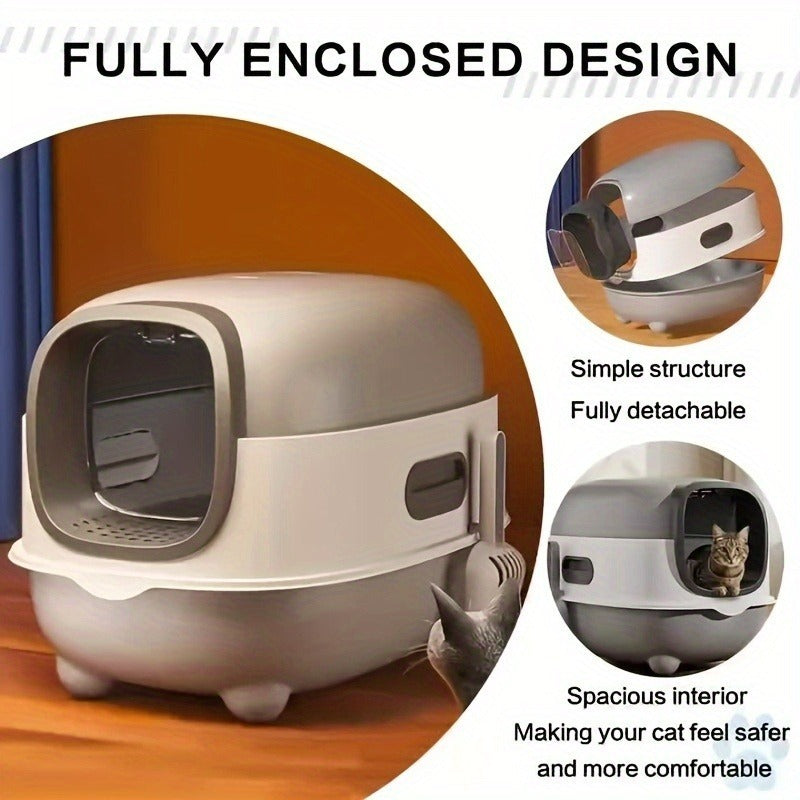 Collapsible Top Entry Design, Splash-Proof Walls, Space-saving Size for Small Spaces, Suitable for Kittens and Adult Cats – Enclosed Cat Litter Box with Odor - product image 11