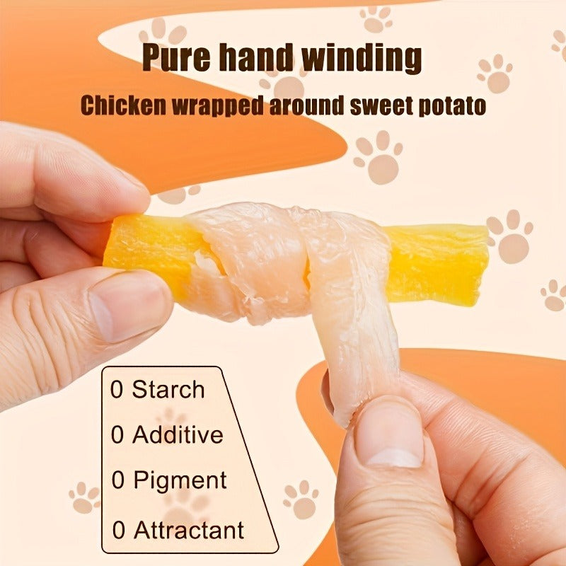 Chicken & Duck Wrapped Dried Sweet Potato, Natural High Protein Easy to Digest, Training Reward Snacks for Small Medium Large Dogs, 150g & 200g | Sweet Potato - product image 9
