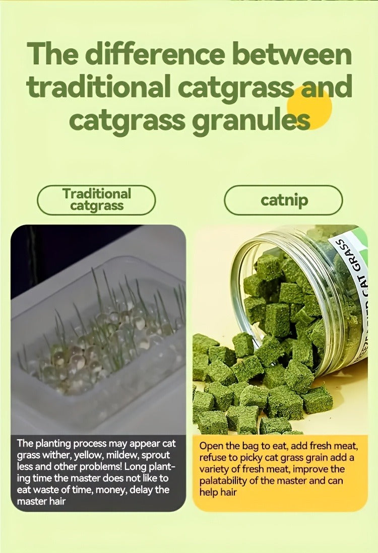 Cat Grass Pellets Freeze-Dried 150g | Mint Flavor Hairball Control Granules, Natural Chewing & Teeth Grinding Snack for Cats, Digestive Support Cat Treat - product image 2