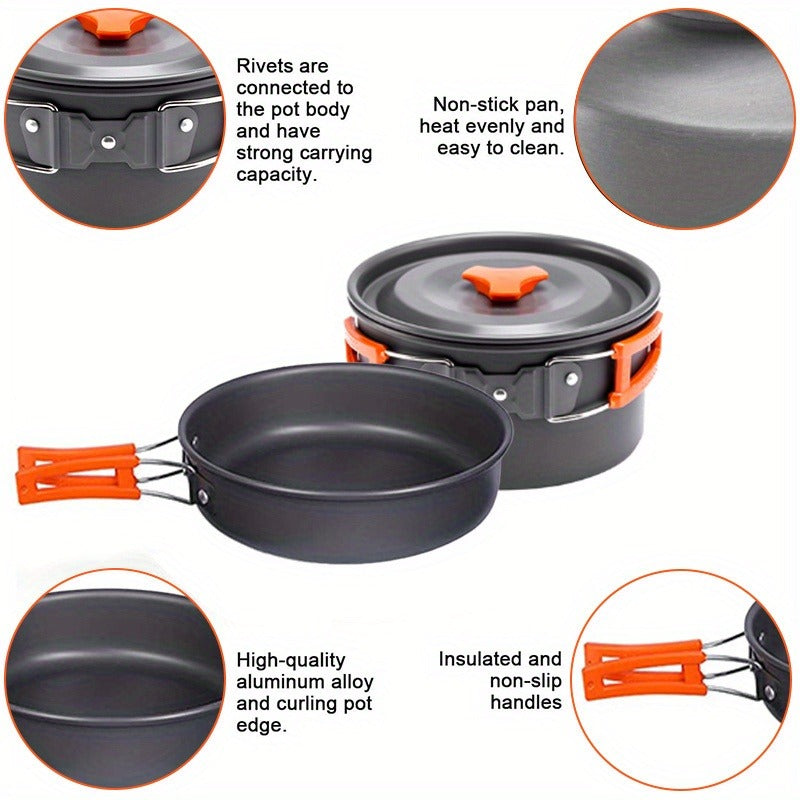 Camping Cookware Set for 2-3 People – Frying Pan – Carry-along Aluminum Outdoor Cooking Kit with Pot – Kettle & Cutlery – Featherlight Foldable Camp Kitchen - product image 13