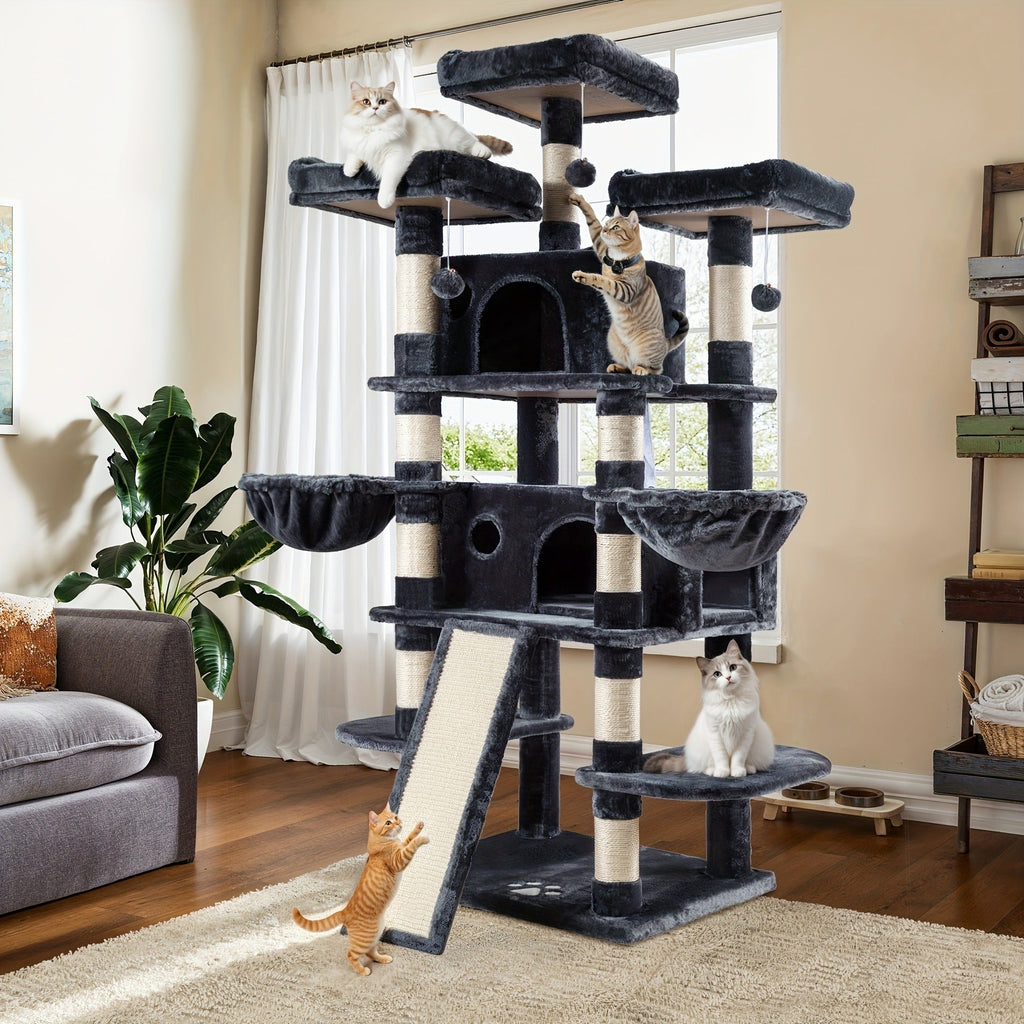 Cat Furniture with Sisal Scratching Posts, Plush Perches, Hammock, Basket & Corner Condo Cave, Hanging Toys & Climbing Ramp, Multiple Sizes & Colors | Cat Tree - product image 25