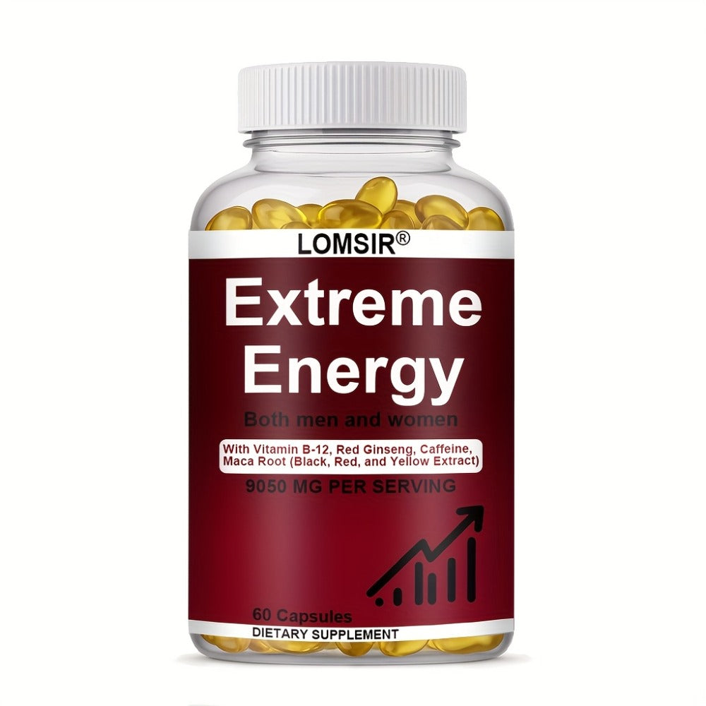 Red Ginseng Energy Capsules 9050mg with Maca & Saw Palmetto – Everyday Vitality & Stamina Supplement for Men & Women | Natural Energy Booster Softgels | 60 Count - product image