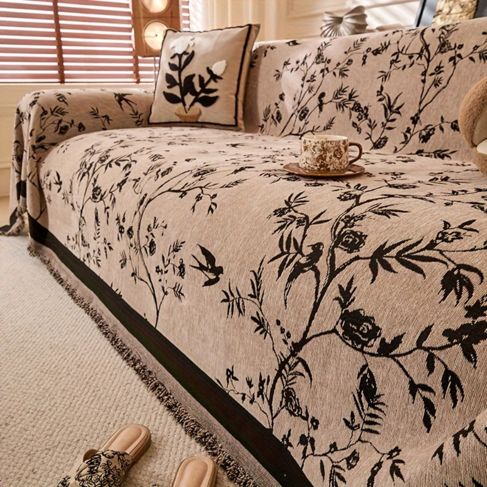 Sofa Cover Chenille Thickened Non-Slip Couch Slipcover Floral Pattern for Living Room Office Pet-Safe All-Season — 1 2 3 4 Seater Sizes - product image 5