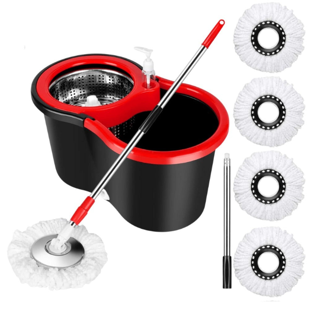 Spin Mop and Bucket with Wringer Set, 360° Spinning Mop System, 4 Microfiber Replacement Heads, Stainless Steel Adjustable Handle, Heavy-Duty Floor Cleaning Kit for Hardwood Tile L - product image
