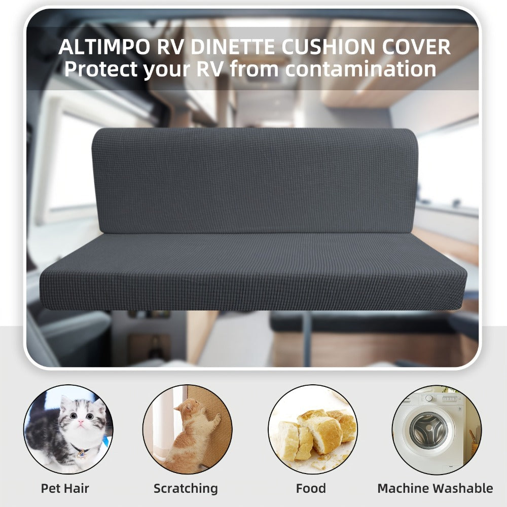RV Dinette Cushion Covers 4 Pack Stretch Jacquard Sofa Seat Backrest Slipcovers Machine Washable Anti-Pet Hair for RV Camper Van Car Bench Travel Furniture Protection - product image 6