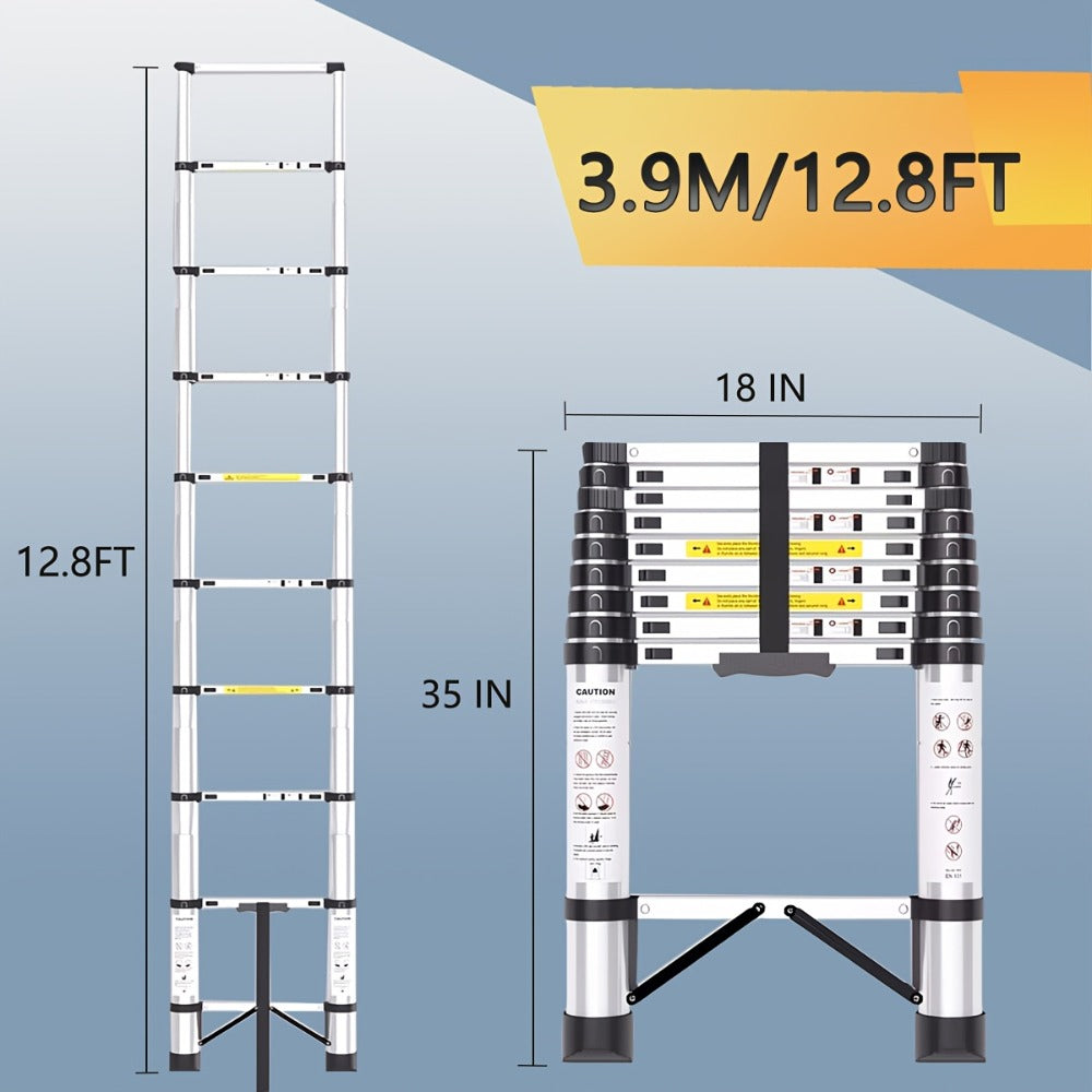 Telescoping Extension Ladder Aluminum Heavy Duty 330 LBS – 6.5 / 8.5 / 10.5 / 12.5 FT Folding Telescopic Ladder, Easy Store, Multi-Purpose for Roof Repair, Painting, Gutter Cleanin - product image 6