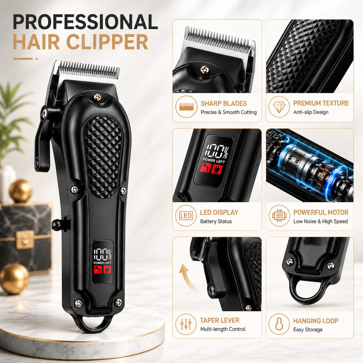 Rechargeable Electric Grooming Kit, Equipped with An LCD Battery Display, This Set Is An Essential Companion for Use At Home, While Traveling, or In The Car-making It The Perfect Gift for Husbands