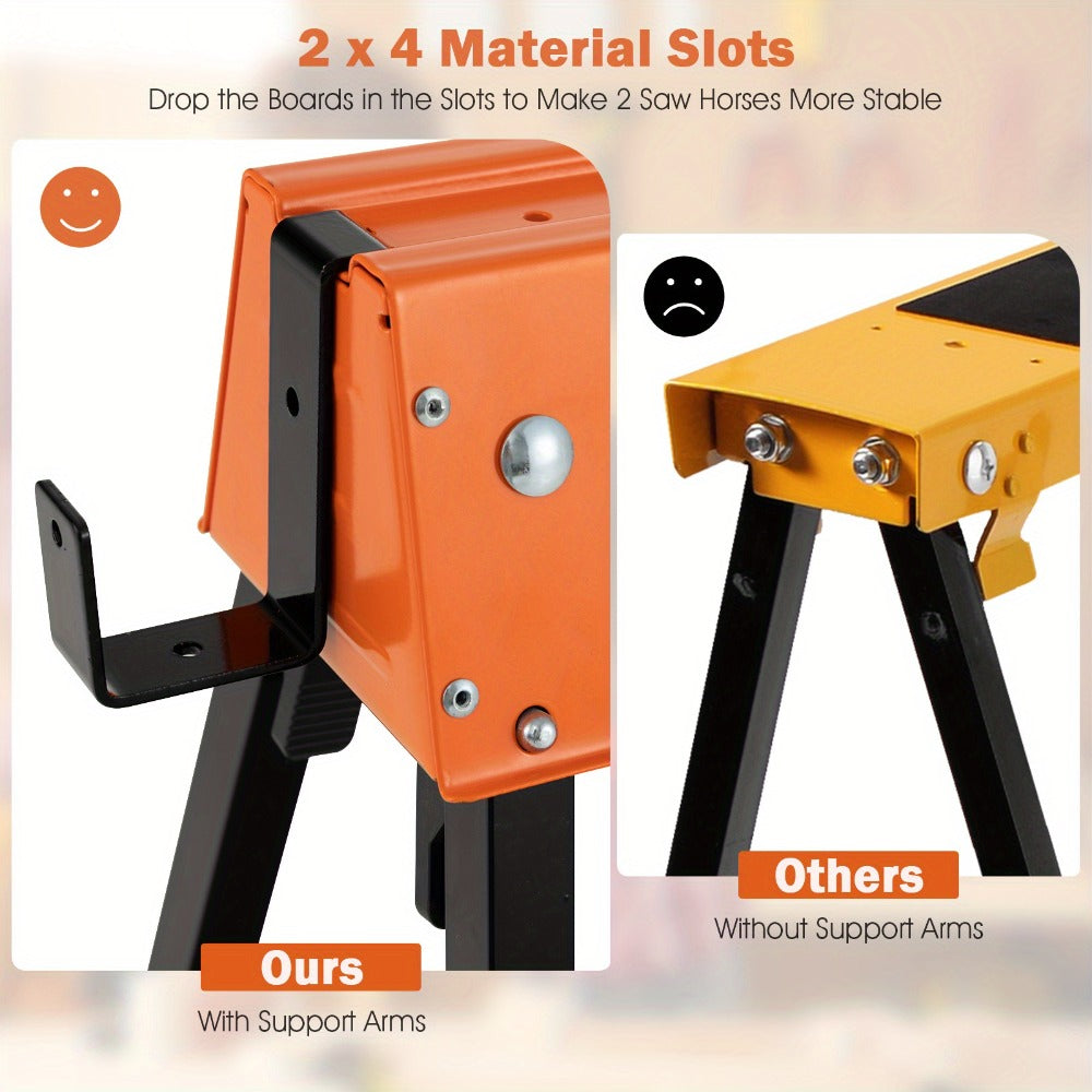 IRONMAX Folding Sawhorse 2 Pack Heavy Duty 1322 lbs Capacity Portable Collapsible Work Support Horses with Metal Frame Anti-Slip Pads - product image 7