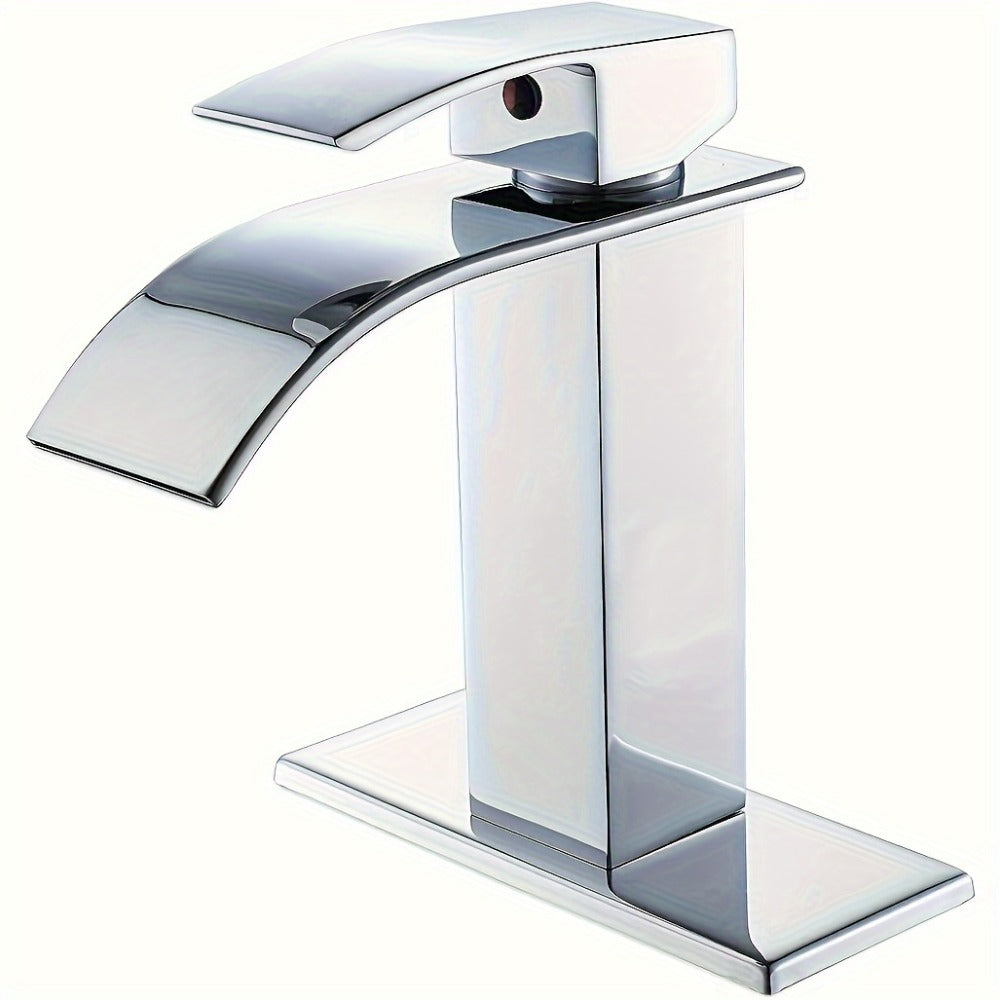 Waterfall Bathroom Sink Faucet, Single Hole or 3-Hole Mixer Tap with 6" Deck Plate, Ceramic Valve, Vanity Faucet for Farmhouse RV Bathroom, Brushed Gold Matte Black Nickel Chrome - product image 15