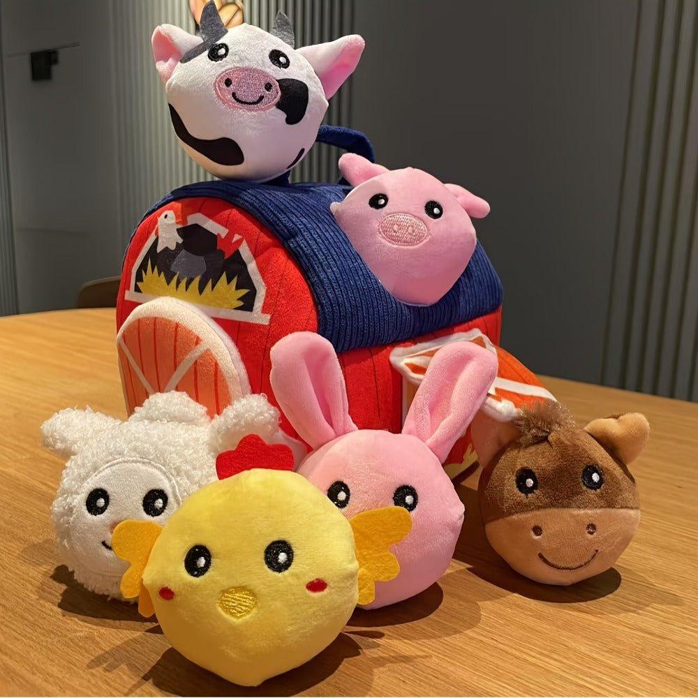 Farm Playset Baby Toy with 6 Plush Animals, Barn, Rattle, Crinkle & Mirror – Travel-friendly Sensory Learning Toy for Babies & Toddlers, Infant Activity Gift - product image 4