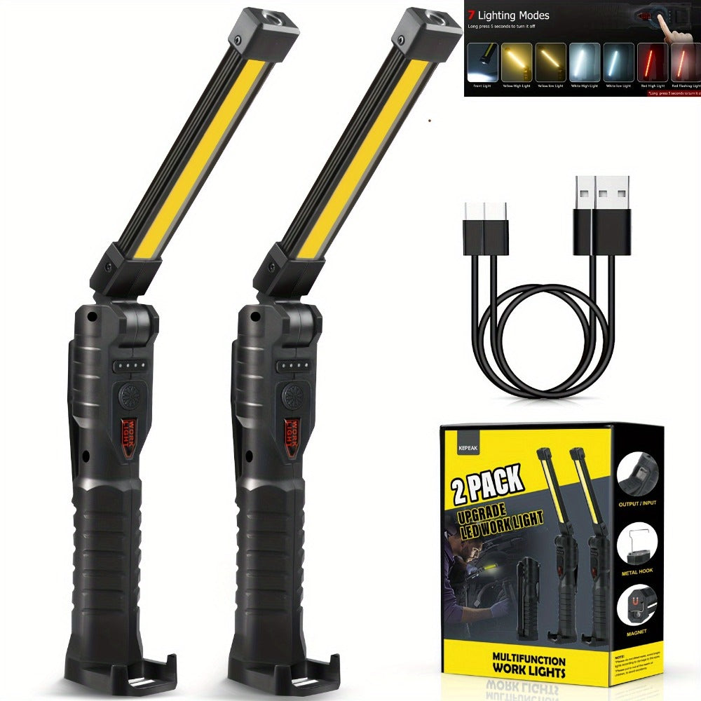COB LED Work Light Magnetic Base Rechargeable USB 20000 Lumens 7 Modes 180° Rotation Portable Hanging Flashlight with Built-in Battery Power Bank Function for Workshop Garage Car R - product image 4