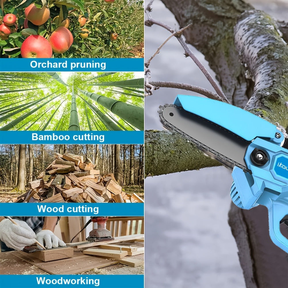 Electric Chainsaw 4 Inch Portable for Makita 21V Battery | 19.2FT/S High Speed Auto Oiler Handheld Saw with 2 Batteries | Lightweight Tree Branch Trimming Tool - product image 4