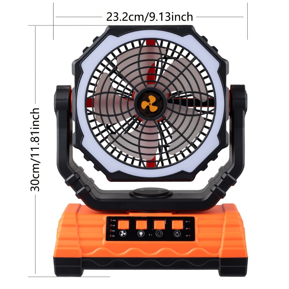 Camping Fan 20000mAh Battery Powered with 4 LED Lantern - Dual Motor 4-Speed Portable Outdoor Fan with Hook & Remote Control | Desktop Fan for Tent, Power Outage & Construction Sit - product image 2